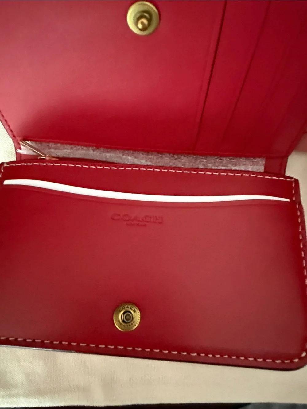 Coach Brown Signature Canvas Wallet with Red Heart Accents - Picture 4 of 4